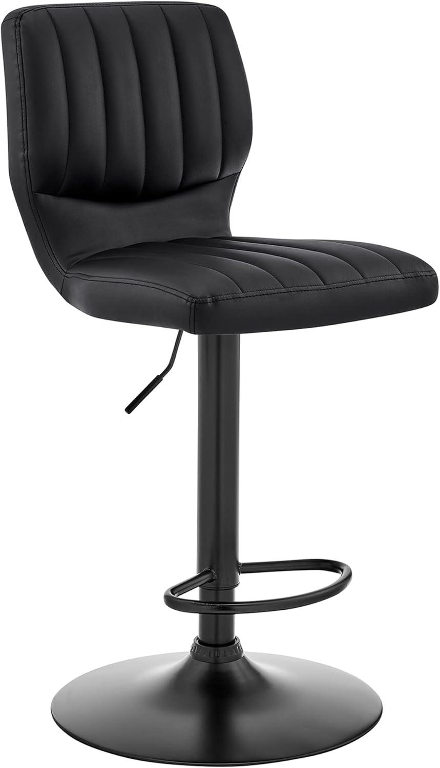 Adjustable Black Metal and Leatherette Swivel Bar Stool