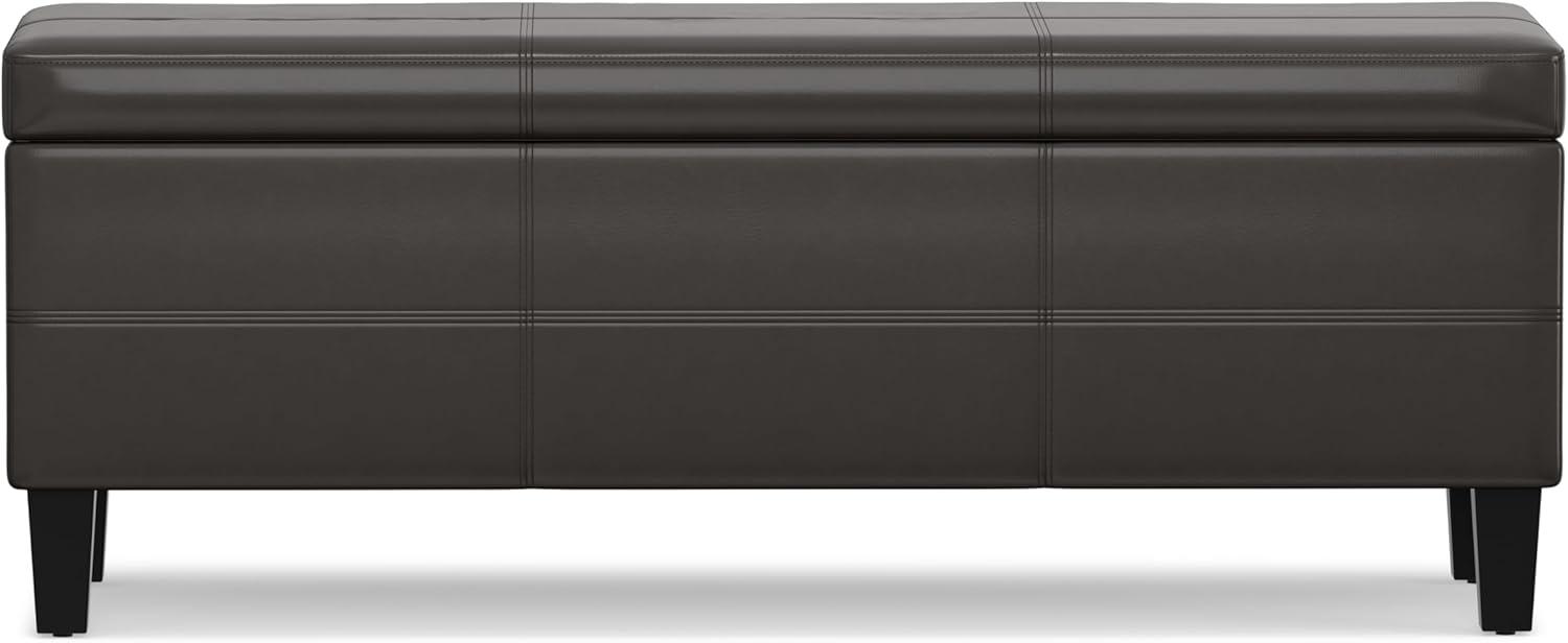 Simpli Home Afton 48"W Vegan Faux Leather Storage Ottoman Bench