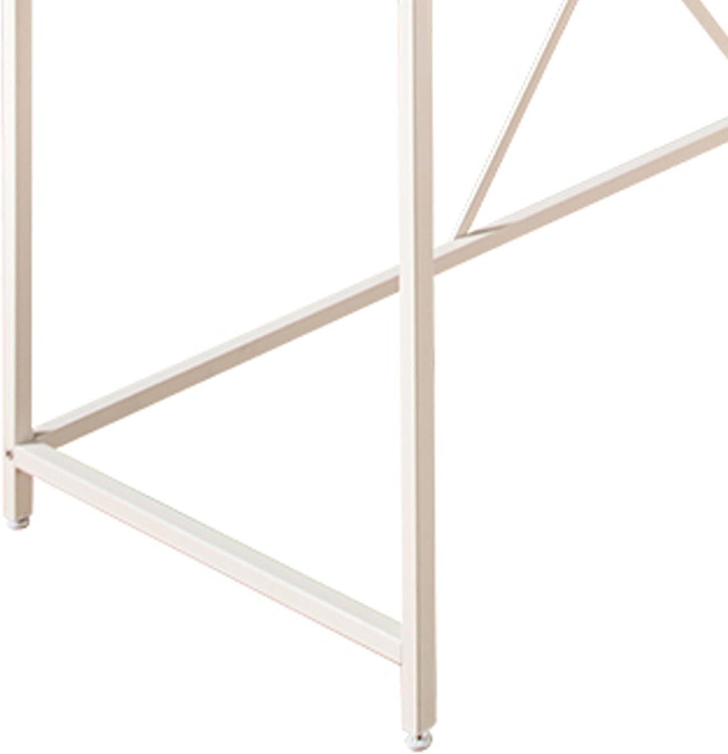 Benjara Posy Corner Desk, L Shaped White Metal Frame, X Crossed, Oak Brown Wood Top