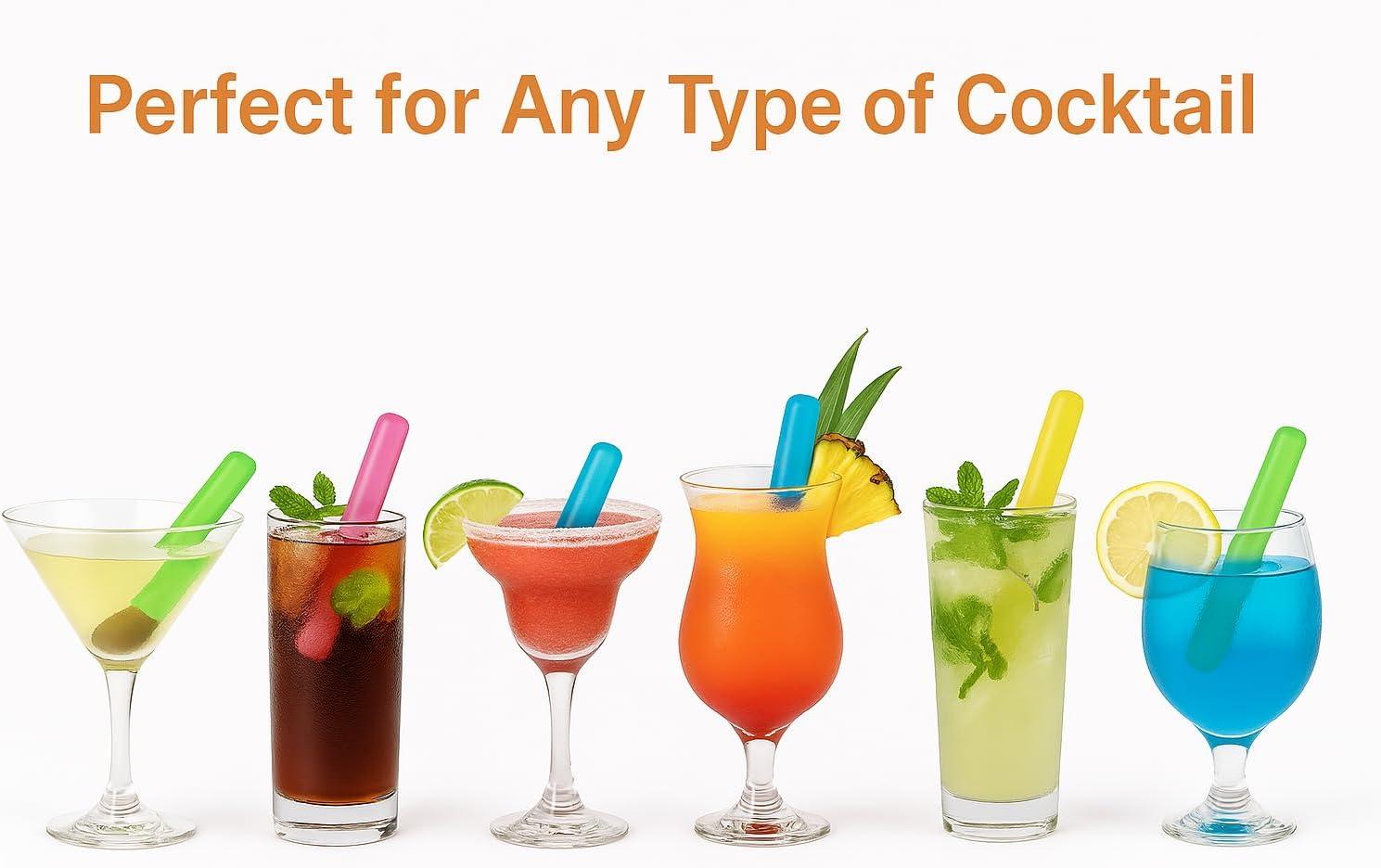 Vibrant Multicolor BPA-Free Reusable Ice Cube Sticks for Drinks
