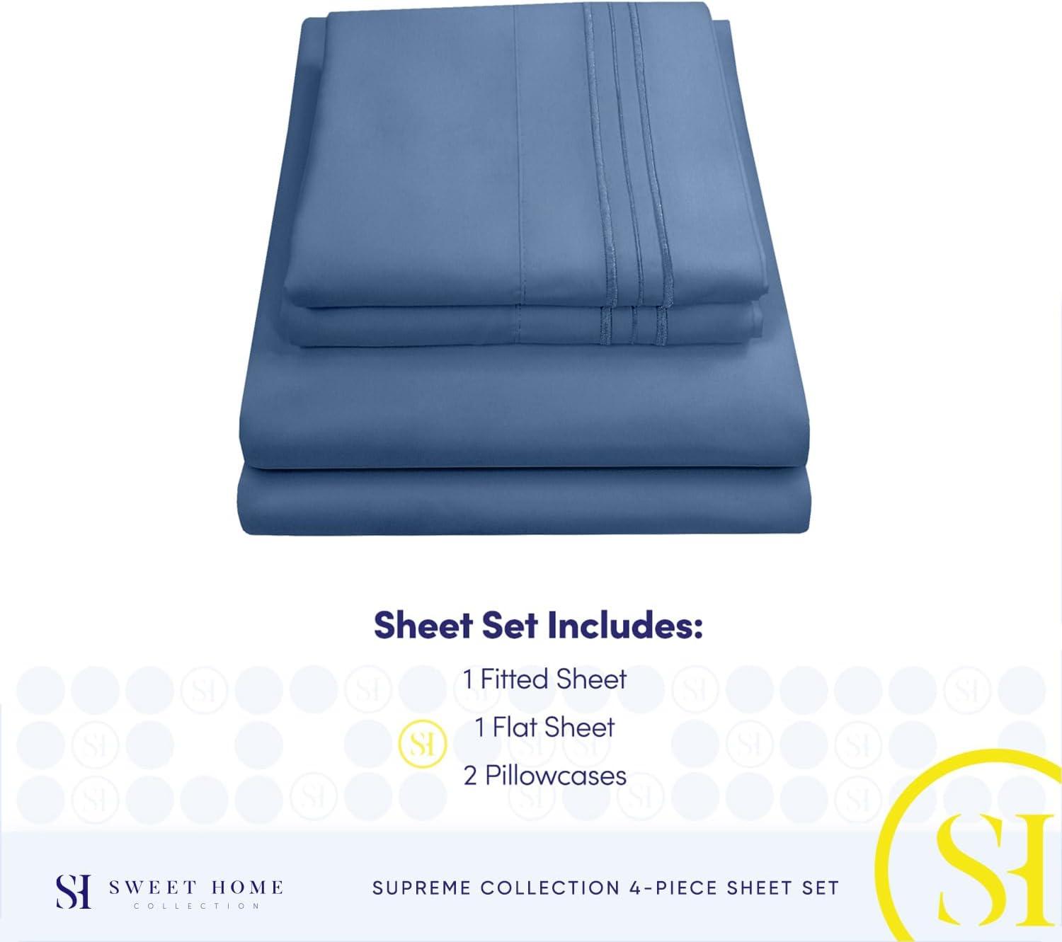 Sweet Home Collection Luxurious Classic Soft Solid 1800 Series Microfiber Sheet Set, Various Colors and Sizes