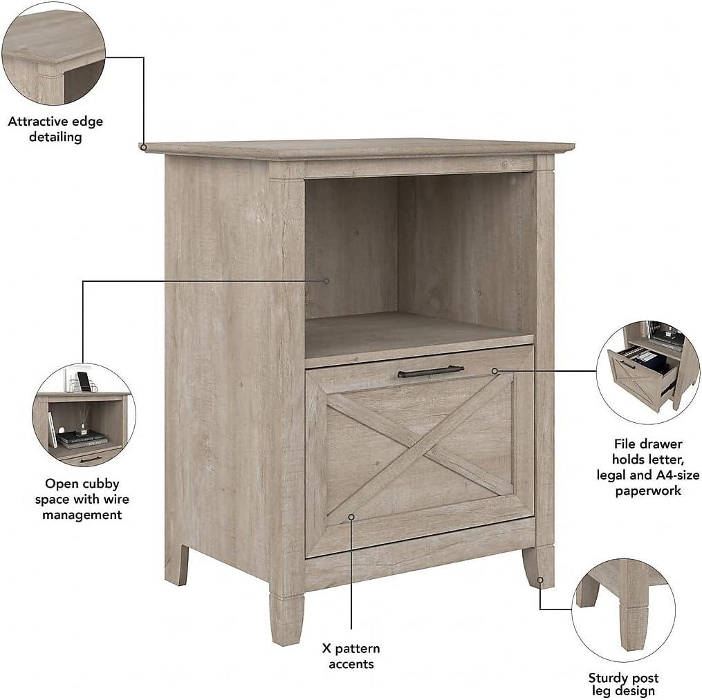 Key West Lateral File Cabinet with Shelf in Washed Gray - Engineered Wood