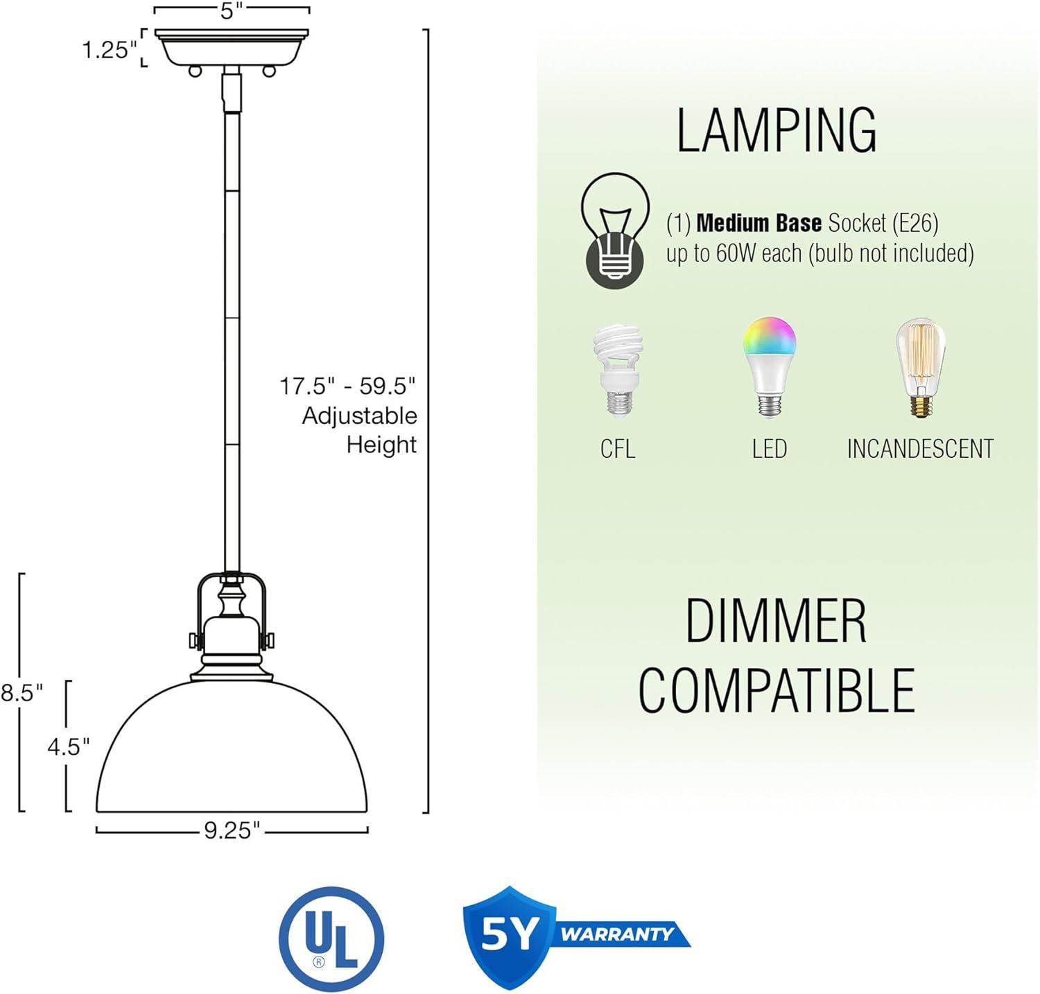 Kira Home Belle 9" Contemporary Industrial Pendant Light, Adjustable Length + Shade Swivel Joint, Brushed Brass Finish