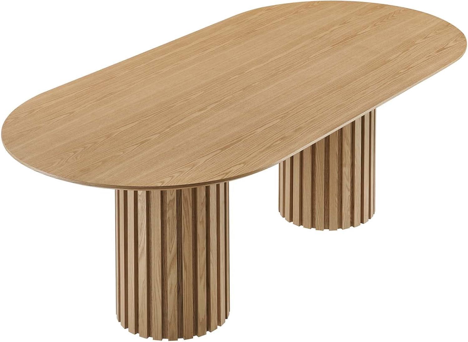 Senja 95" Oak Mid-Century Modern Oval Dining Table