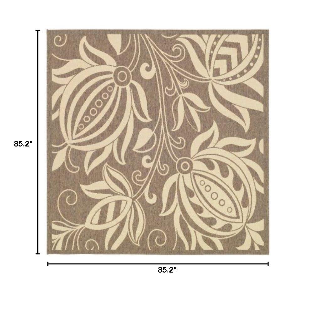 Courtyard CY2961 Power Loomed Indoor and Outdoor Area Rug - Brown/Natural - 7'10"x7'10" - Safavieh