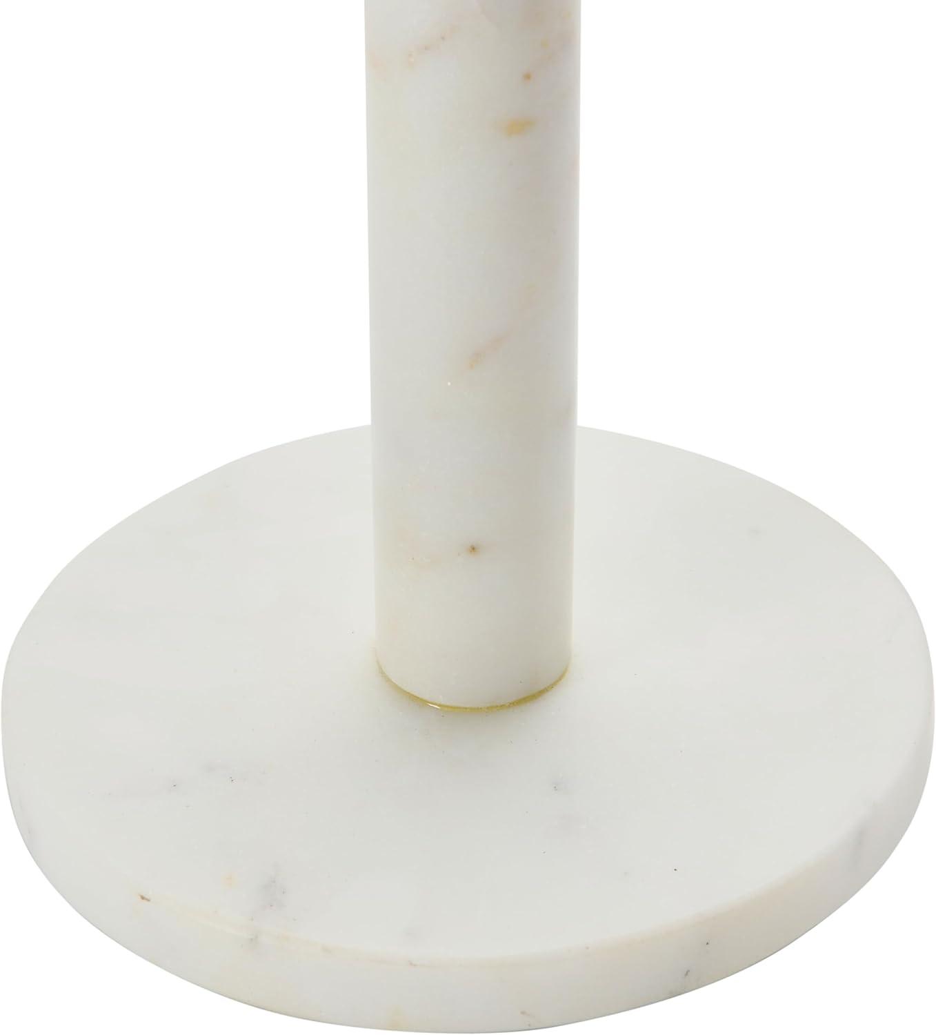 Elegant White Marble & Brass Accent Paper Towel Holder, 6"x12"