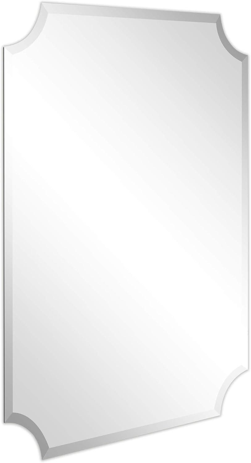 Empire Art Direct Frameless Rectangle Scalloped Beveled Wall Mirror - Clear 30 in. x 0.39 in. x 40 in.