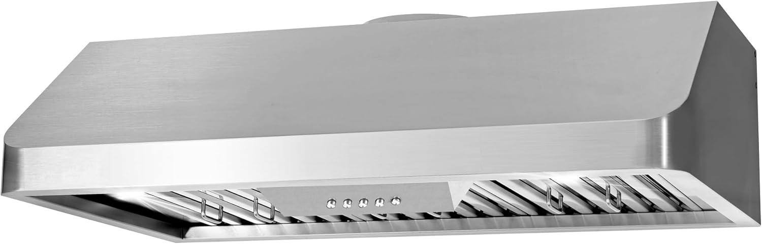 Cosmo 36 in. Ducted Under Cabinet Range Hood in Stainless Steel with Push Button Controls, Permanent Filters, LED Lights