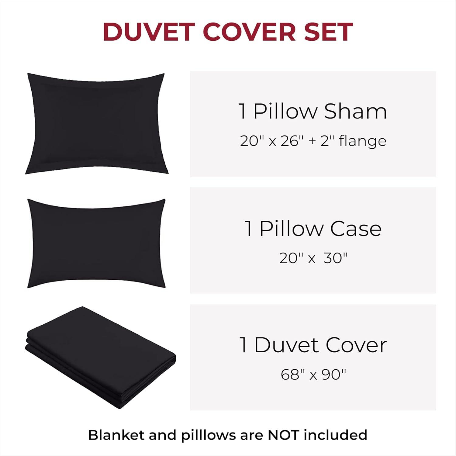 Mellanni Microfiber Duvet Cover Set, Twin, Gray, 3 Piece