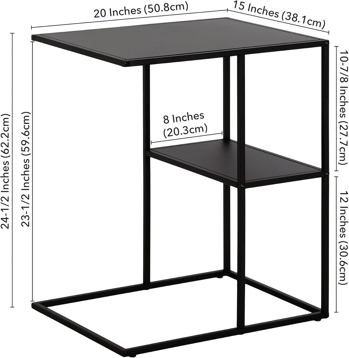 Evelyn&Zoe Winthrop 20" Wide Rectangular Side Table, Blackened Bronze