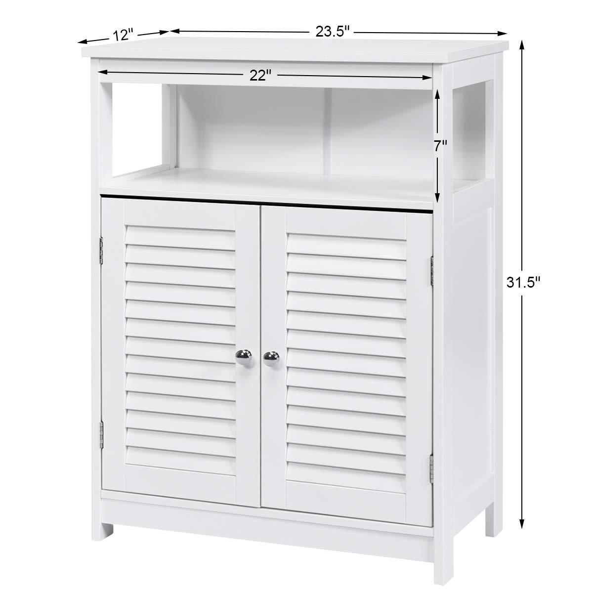 VASAGLE Bathroom Floor Cabinet, Bathroom Storage Cabinet, Freestanding, with Double Shutter Doors and Adjustable Shelf, White