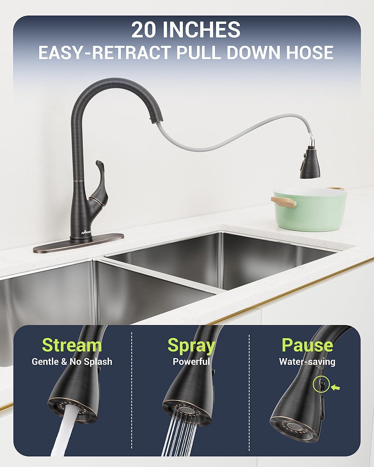 Elegant Brushed Nickel High-Arc Faucet with Pull-Out Spray