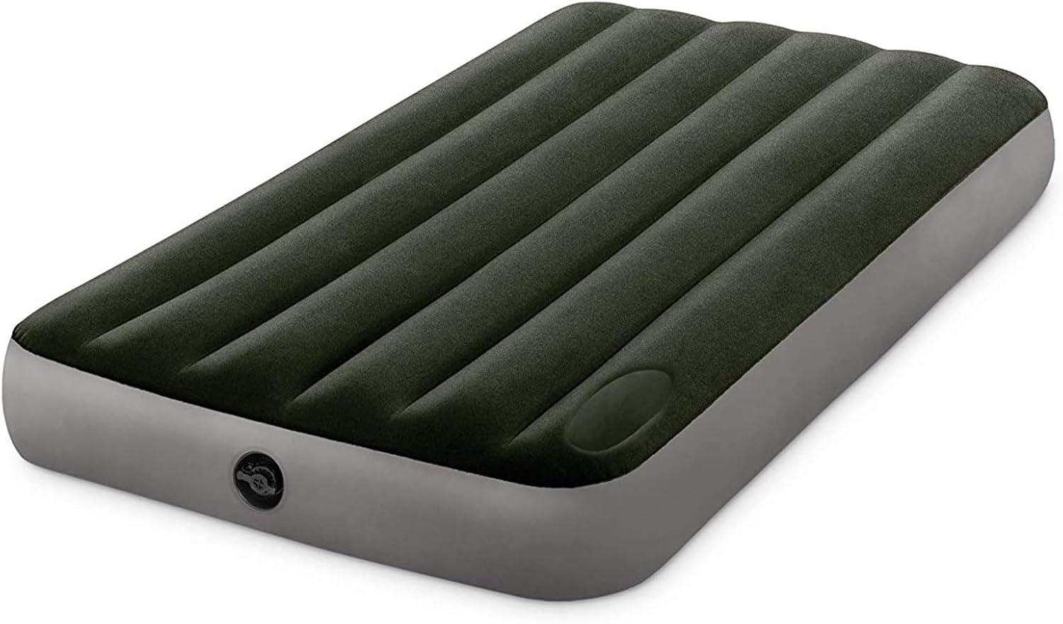 Open Box Intex Gray Standard Dura Beam Downy Air Mattress Built In Pump, Queen