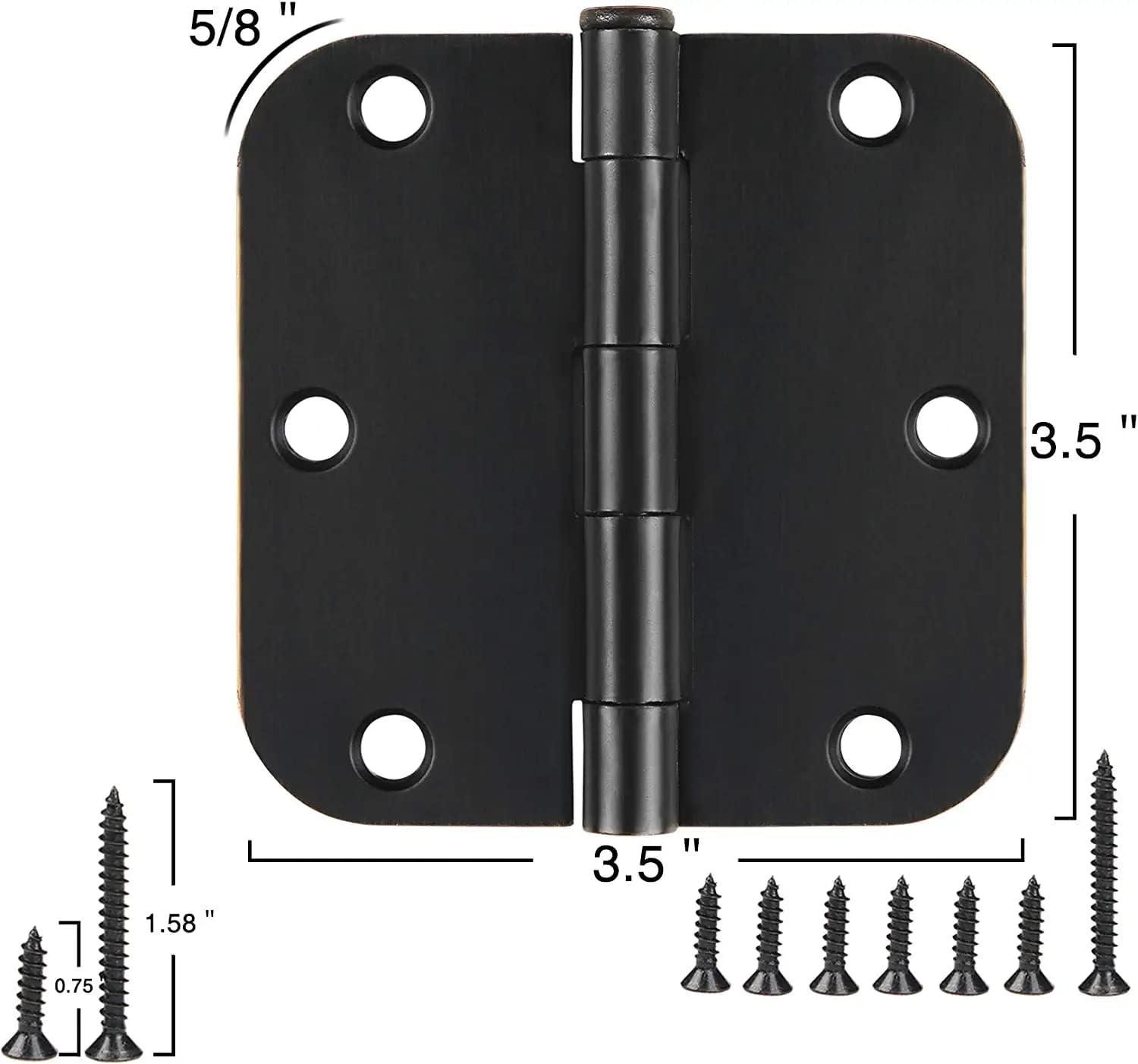 Design House Door Hinge 4-Inch, 5/8-inch Radius, 3-Pack (Set of 3)