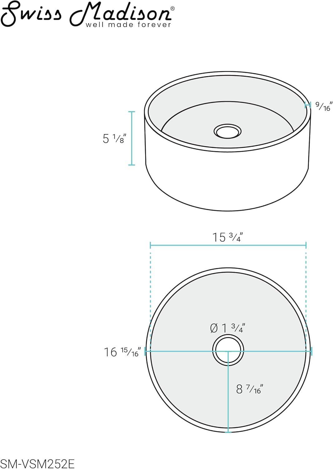 Monaco 17" Round Vessel Bathroom Sink in Marbled Grey