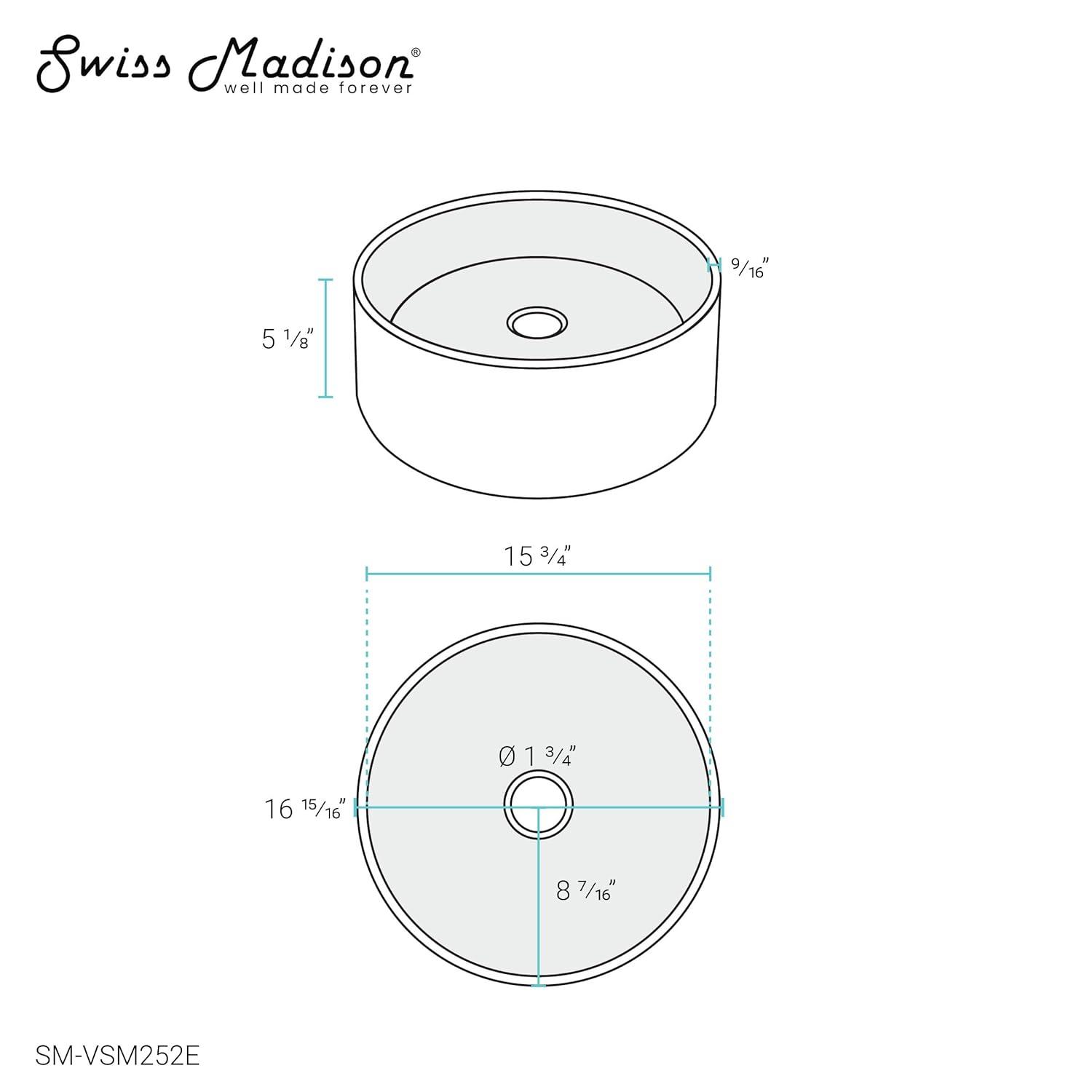 Monaco 17" Round Vessel Bathroom Sink in Marbled Grey