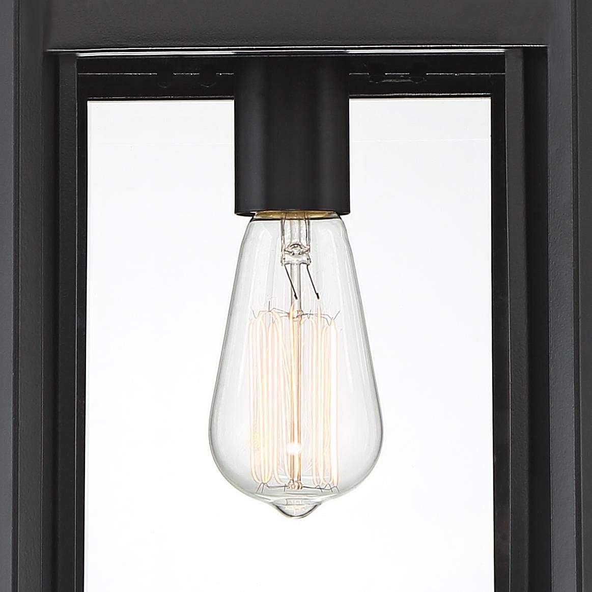 Rockford Rustic Farmhouse Black Iron Outdoor Hanging Light with Clear Beveled Glass