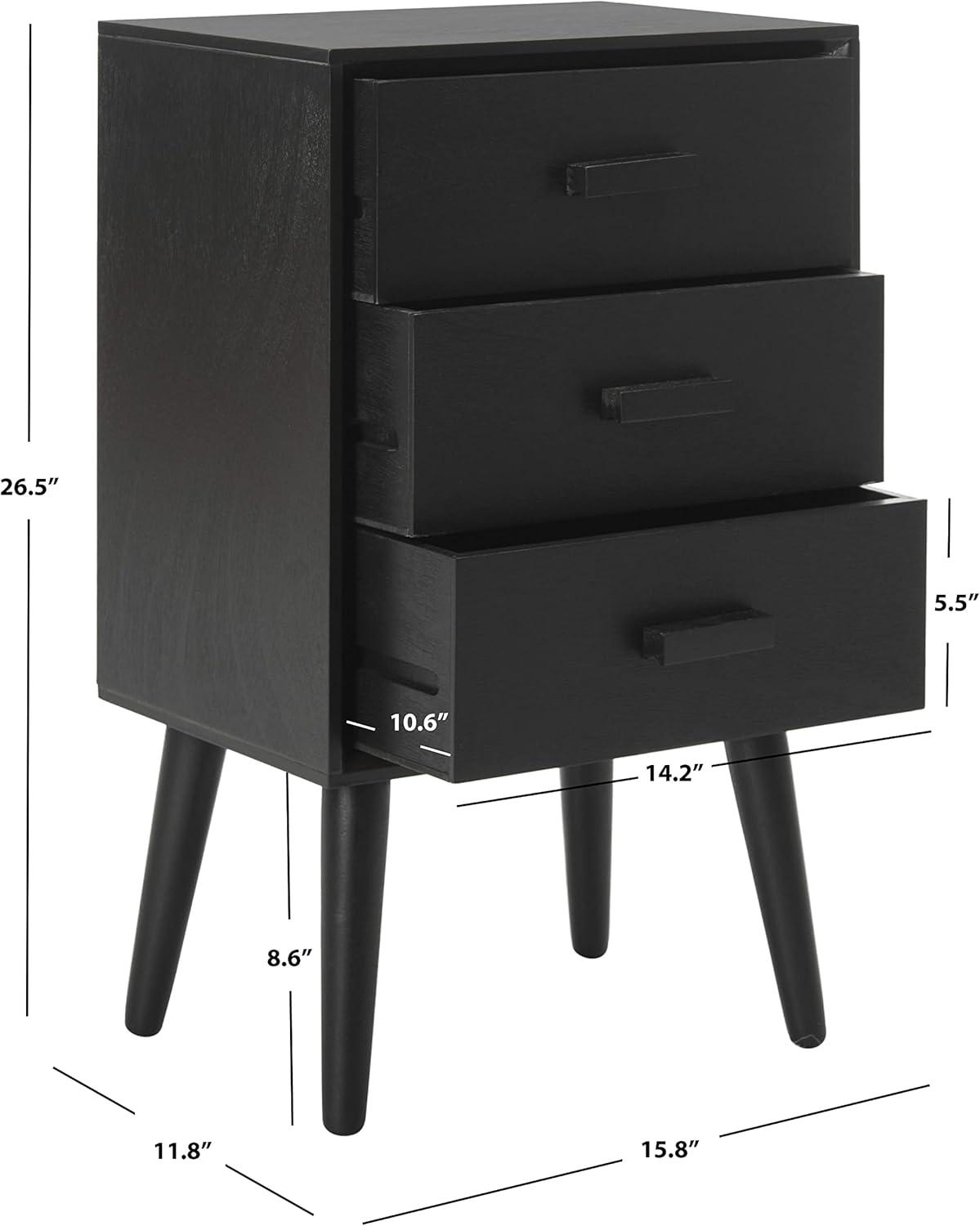 Pomona 3 Drawer Accent Table - CHS5700 - Black - Safavieh