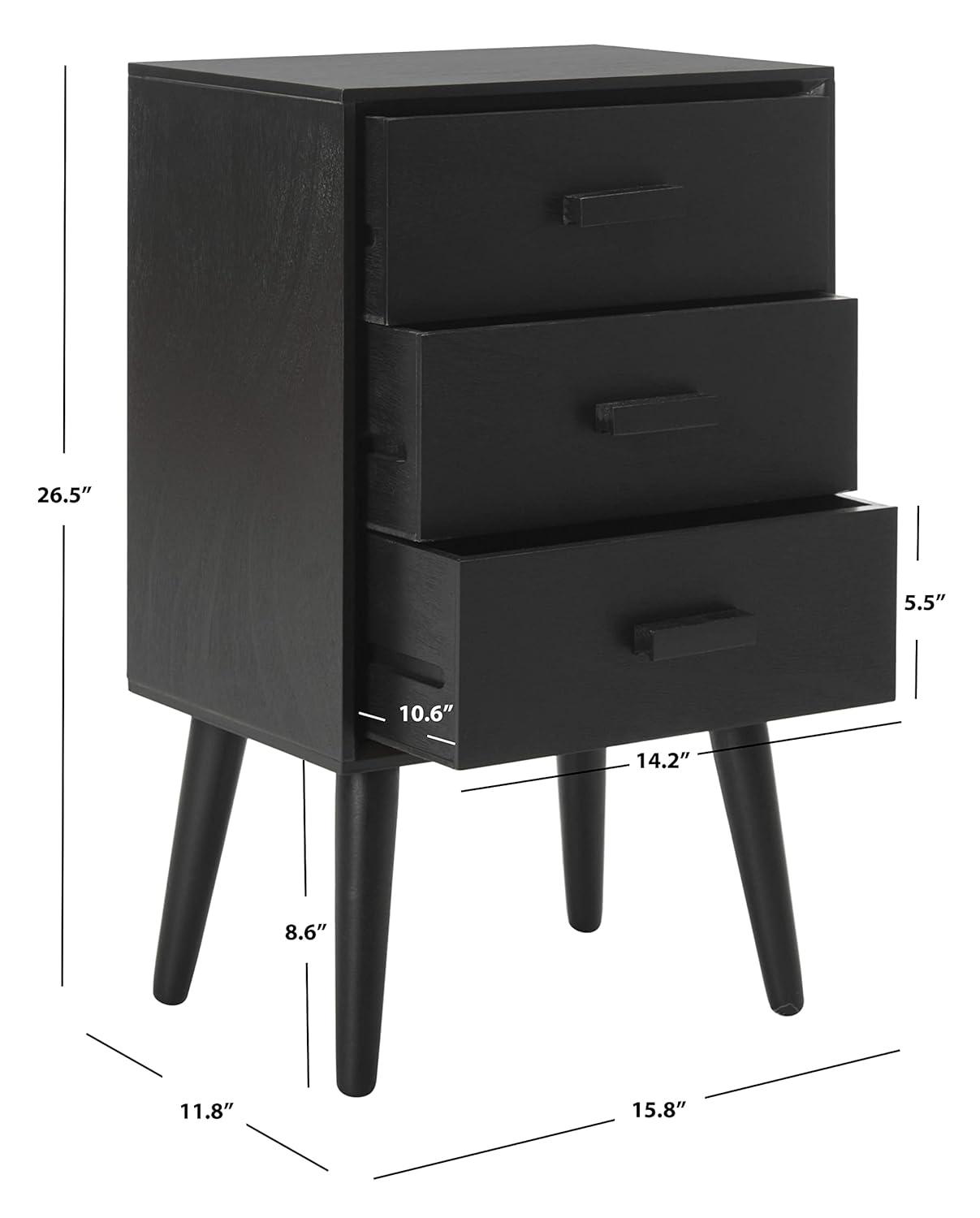 Pomona 3 Drawer Accent Table - CHS5700 - Black - Safavieh