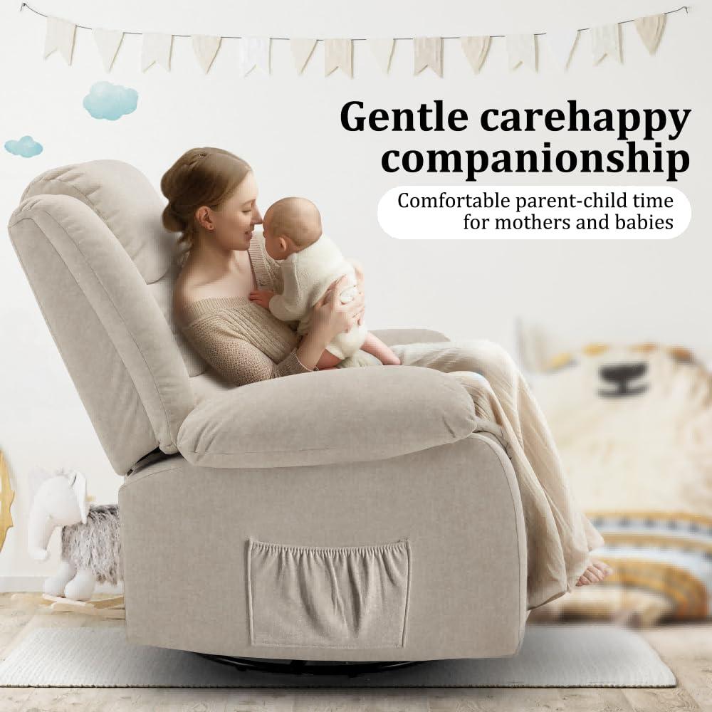 Ebern Designs Ellisse Recliner Chair, Wide Rocker Chair, Rocking Chair with Massage and Heat, 360°Swivel Rocking Chairs, Oversized Recliner for Adult