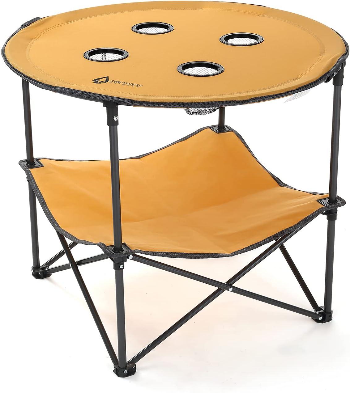 ARROWHEAD Outdoor Round Fabric Outdoor Folding Camping Table