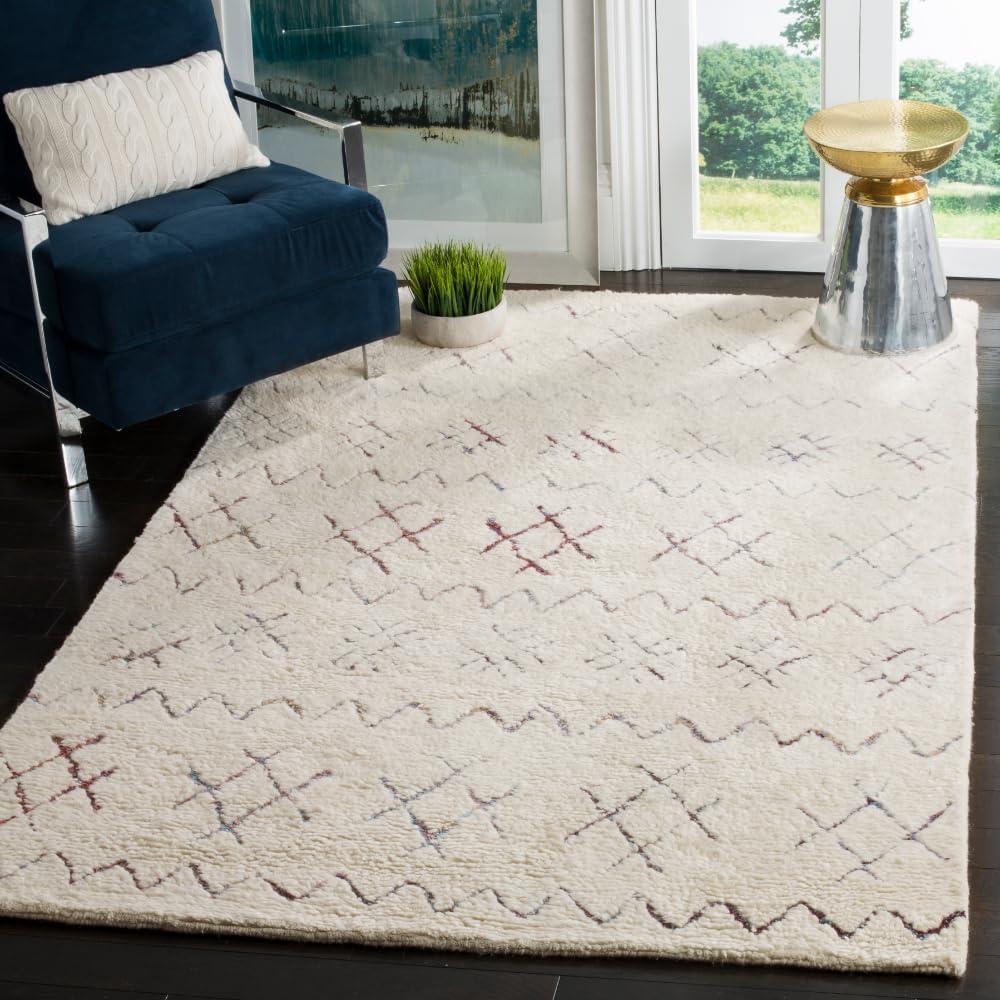 SAFAVIEH Casablanca Corrine Geometric Shag Area Rug, Ivory/Multi, 6' x 9'