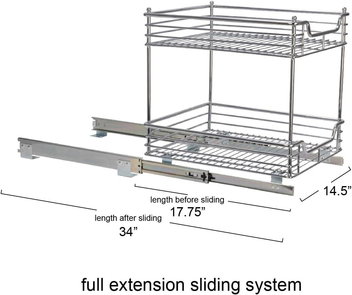 Chrome 2-Tier Sliding Under-Cabinet Organizer