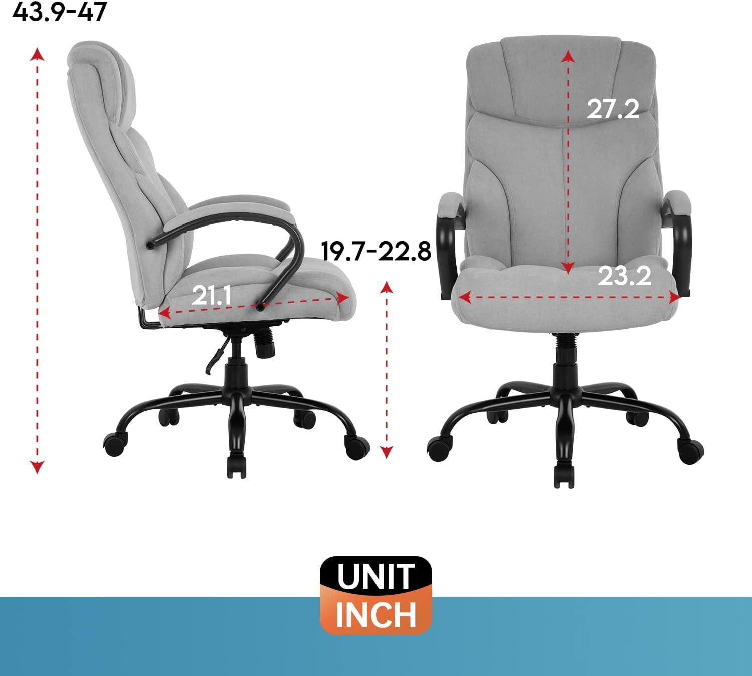 Dkelincs Ergonomic Office Chair Big and Tall Wide Seat Desk Chair 500 lbs Adjustable Computer Chair with Lumbar Support, Gray