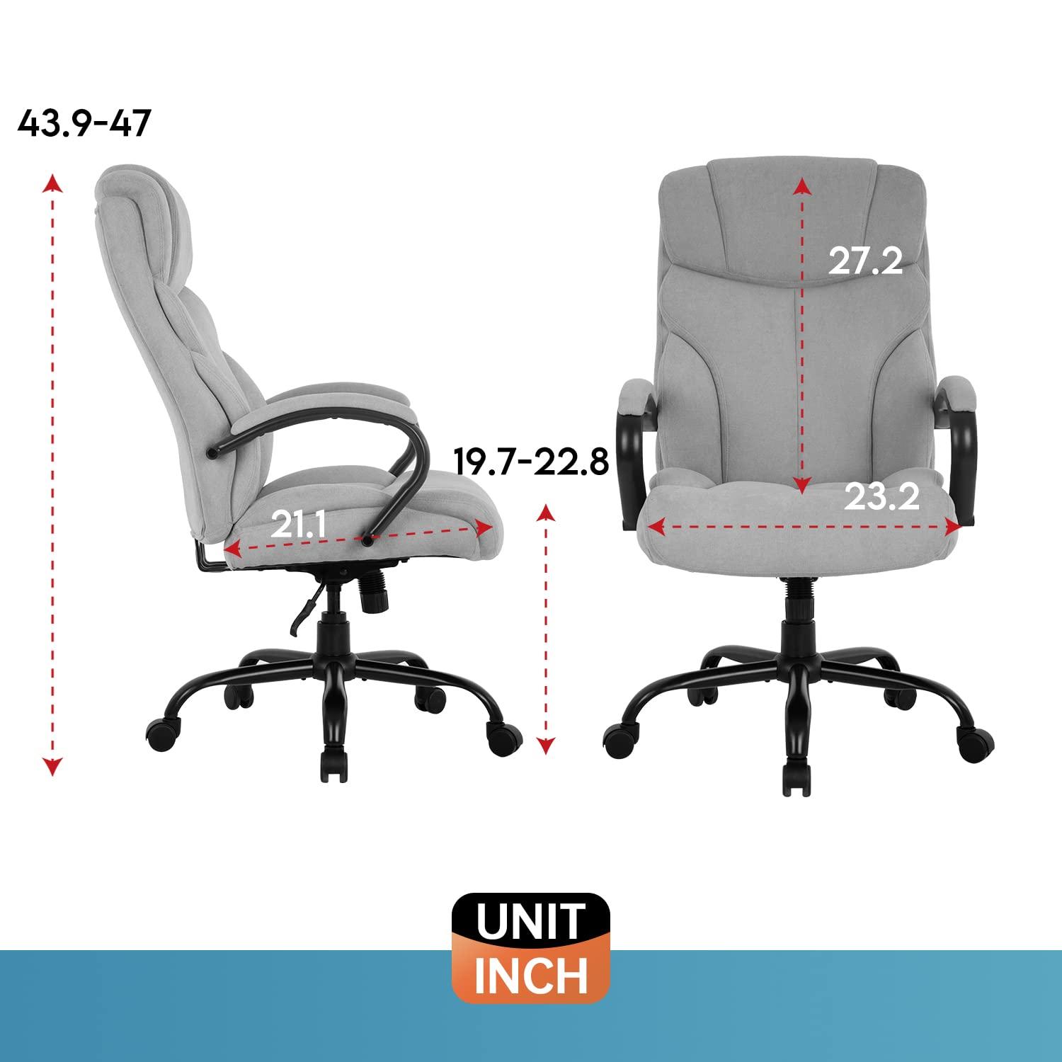 Dkelincs Ergonomic Office Chair Big and Tall Wide Seat Desk Chair 500 lbs Adjustable Computer Chair with Lumbar Support, Gray