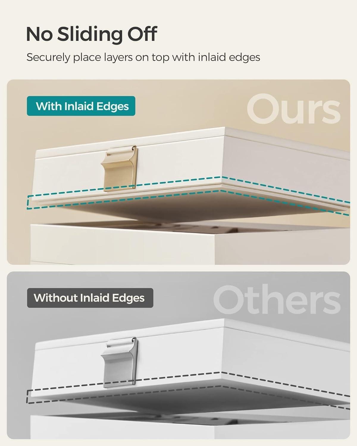 Latitude Run® Stackable Jewelry Trays, 4-Tier Jewelry Box, Drawer Jewelry Organizer, With Glass Lid, Removable Dividers, For Vanity Table, 6.7 X 11 X 7.2 Inches, Cloud White