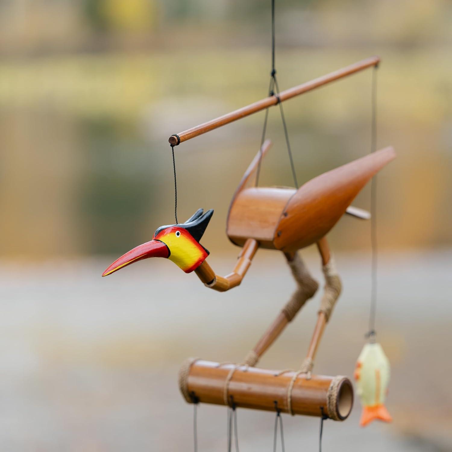 Handmade Bamboo and Coconut Wood Bird Wind Chime