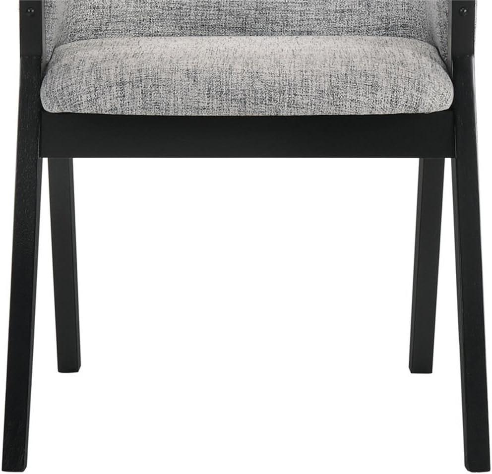 Armen Living Set of 2 Renzo Fabric Wood Dining Chairs Gray/Black: Polyester Upholstery, Foam Fill, Armrests