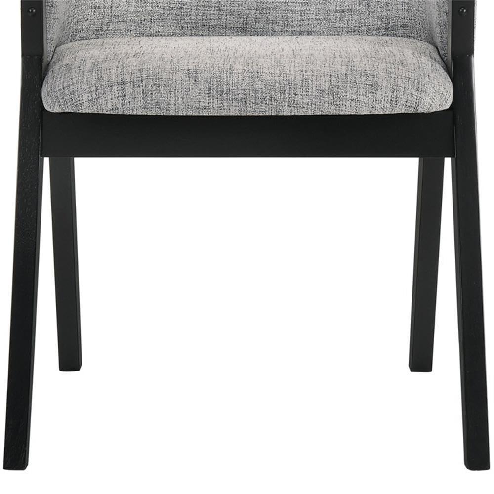Armen Living Set of 2 Renzo Fabric Wood Dining Chairs Gray/Black: Polyester Upholstery, Foam Fill, Armrests