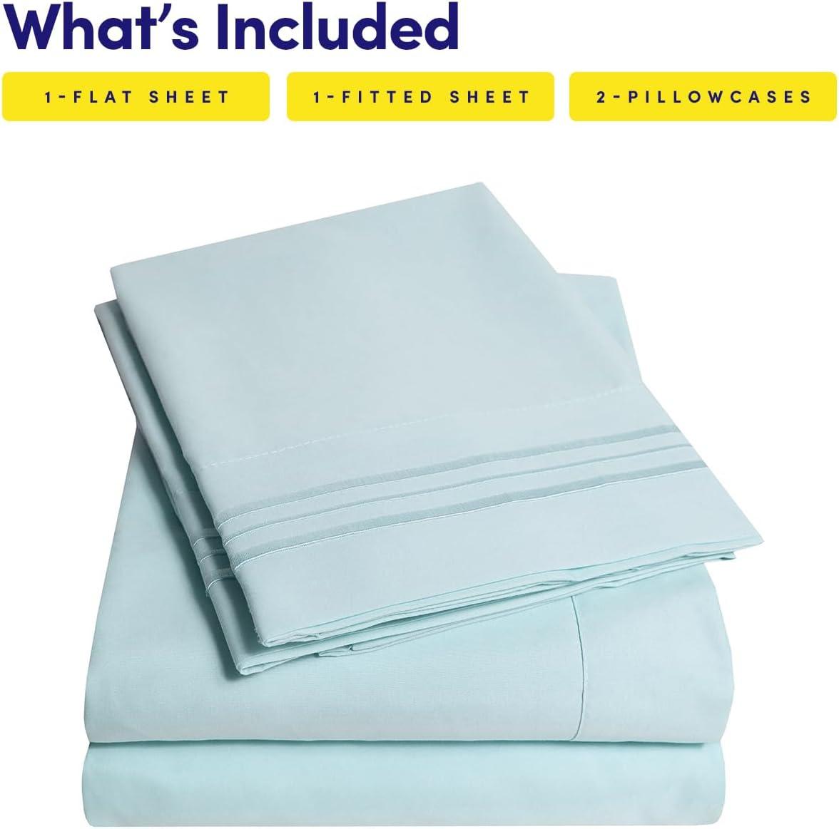 1500 Supreme Collection Bed Sheets - PREMIUM QUALITY BED SHEET SET & LOWEST PRICE, SINCE 2012 - Deep Pocket Wrinkle Free Hypoallergenic Bedding - Over 40+ Colors & Prints- 4 Piece, Full, Light Blue