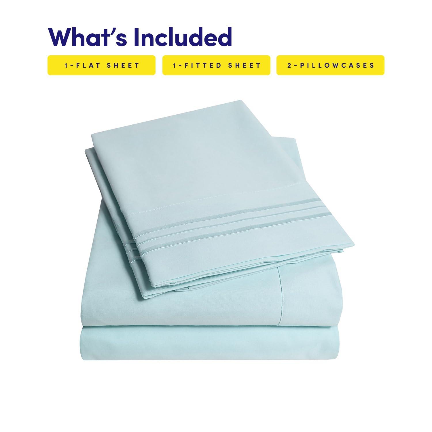 1500 Supreme Collection Bed Sheets - PREMIUM QUALITY BED SHEET SET & LOWEST PRICE, SINCE 2012 - Deep Pocket Wrinkle Free Hypoallergenic Bedding - Over 40+ Colors & Prints- 4 Piece, Full, Light Blue