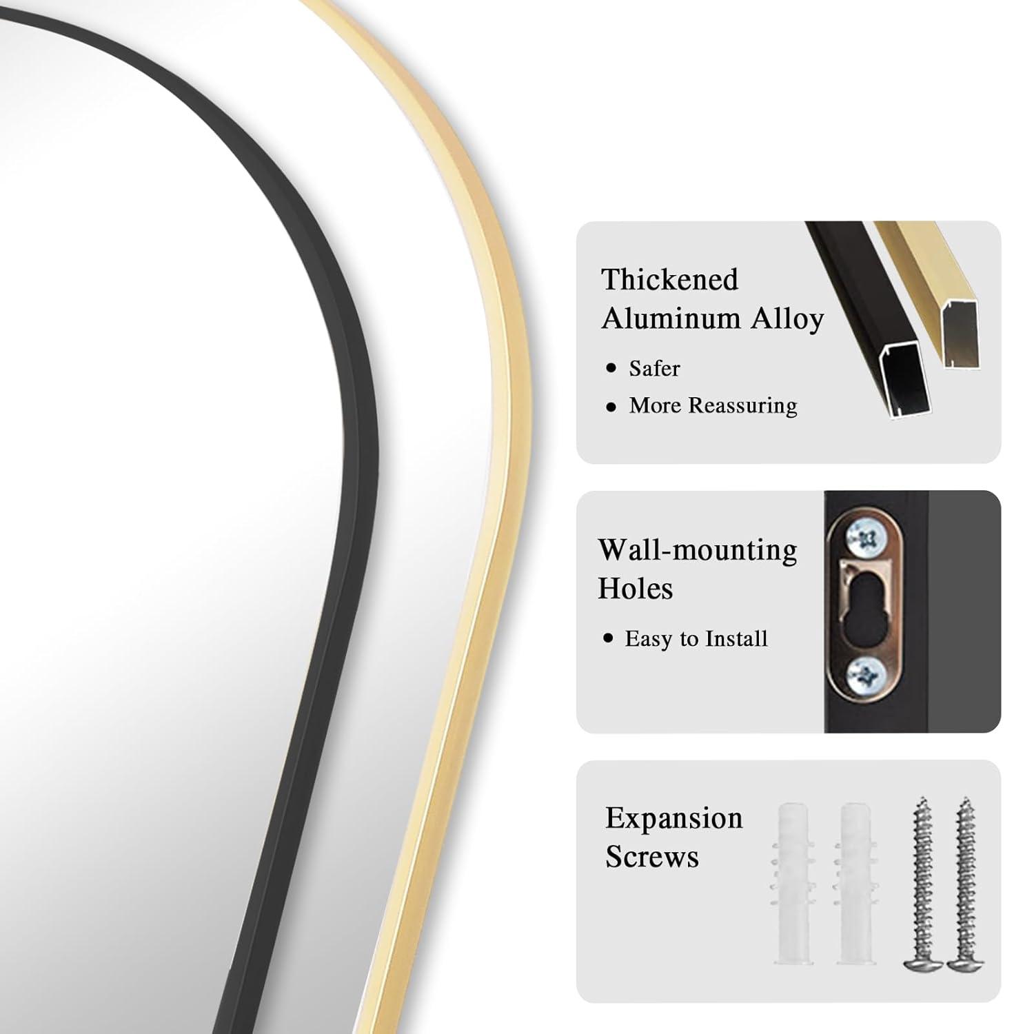 Antok Arched Full Length Mirror, 58"x18" Floor Mirror Freestanding, Floor Standing Mirror Full Body Mirror with Stand for Bedroom, Hanging Mounted Mirror for Living Room Cloakroom,Gold