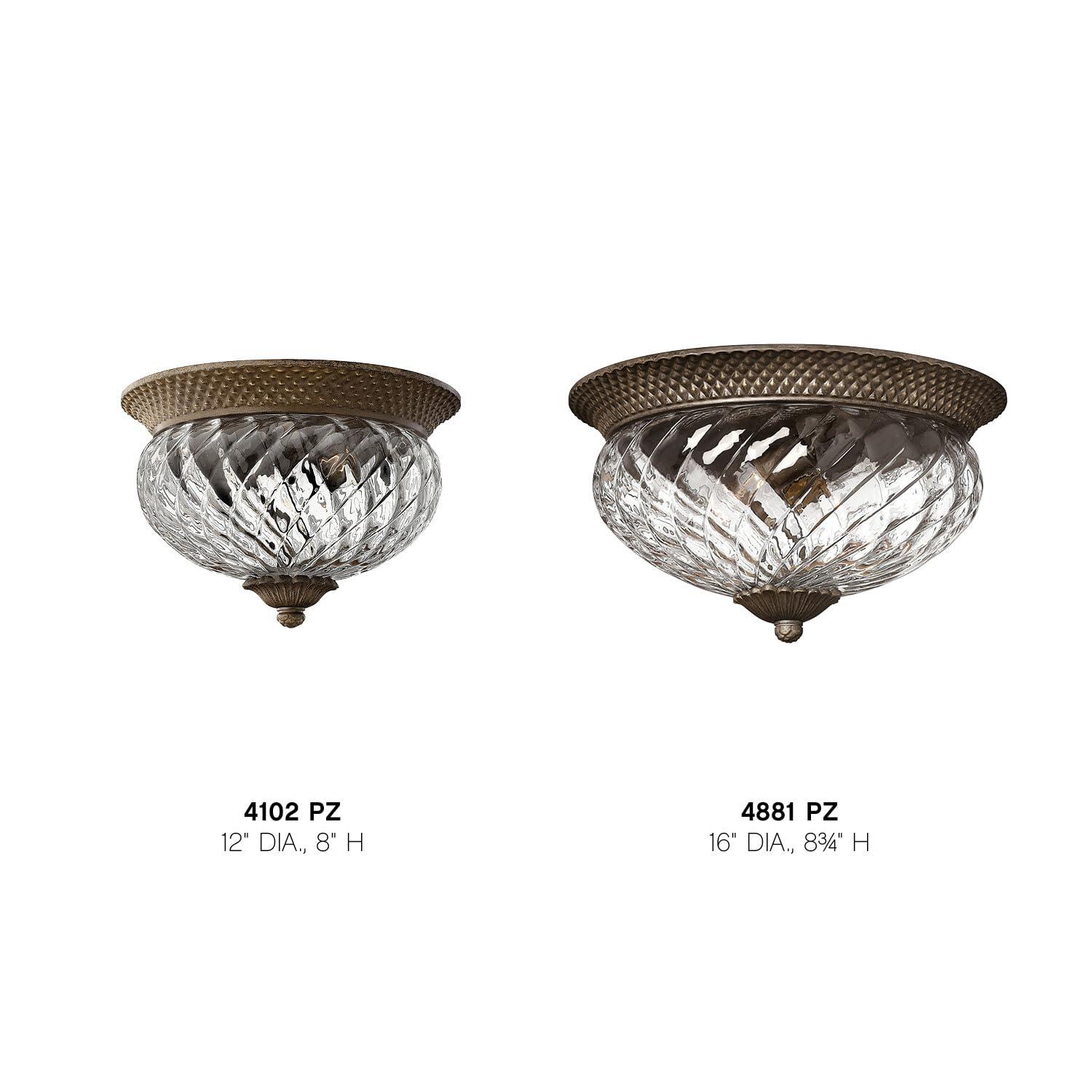 Pearl Bronze Dual-Light Flush Mount with Clear Optic Glass