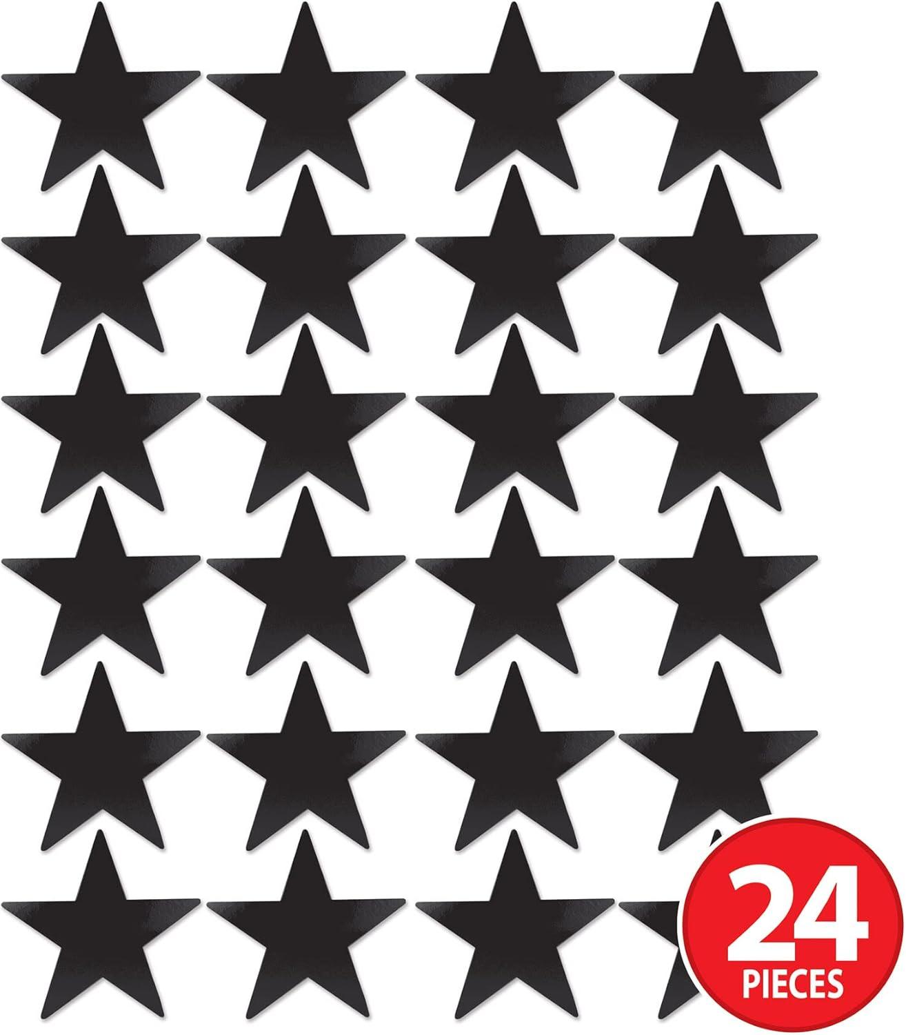 Beistle 24-Pack Foil Black Star Cutouts, Awards Night Party Decorations for Occasions, Celebrations & Events, Star Theme Decor for Wall & Table, 15”