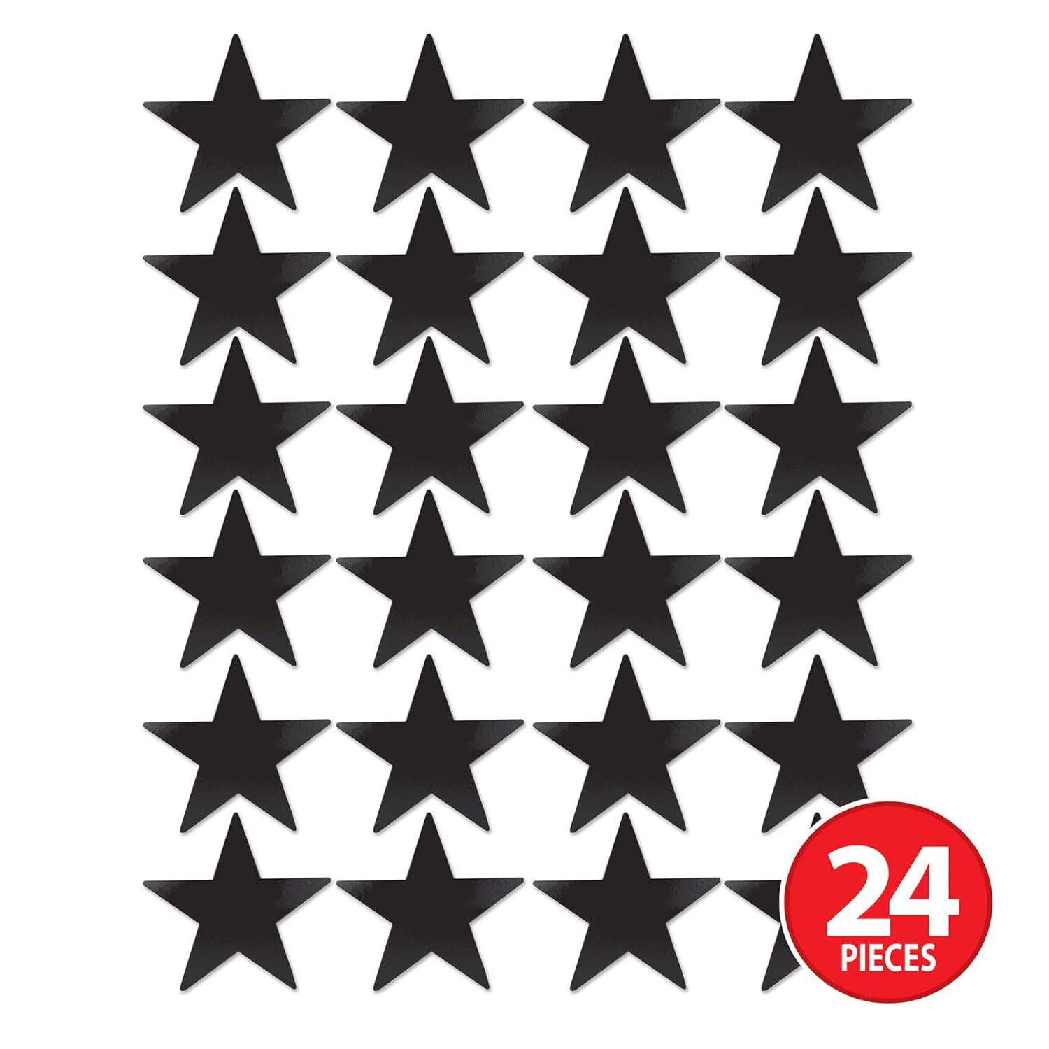 Beistle 24-Pack Foil Black Star Cutouts, Awards Night Party Decorations for Occasions, Celebrations & Events, Star Theme Decor for Wall & Table, 15”