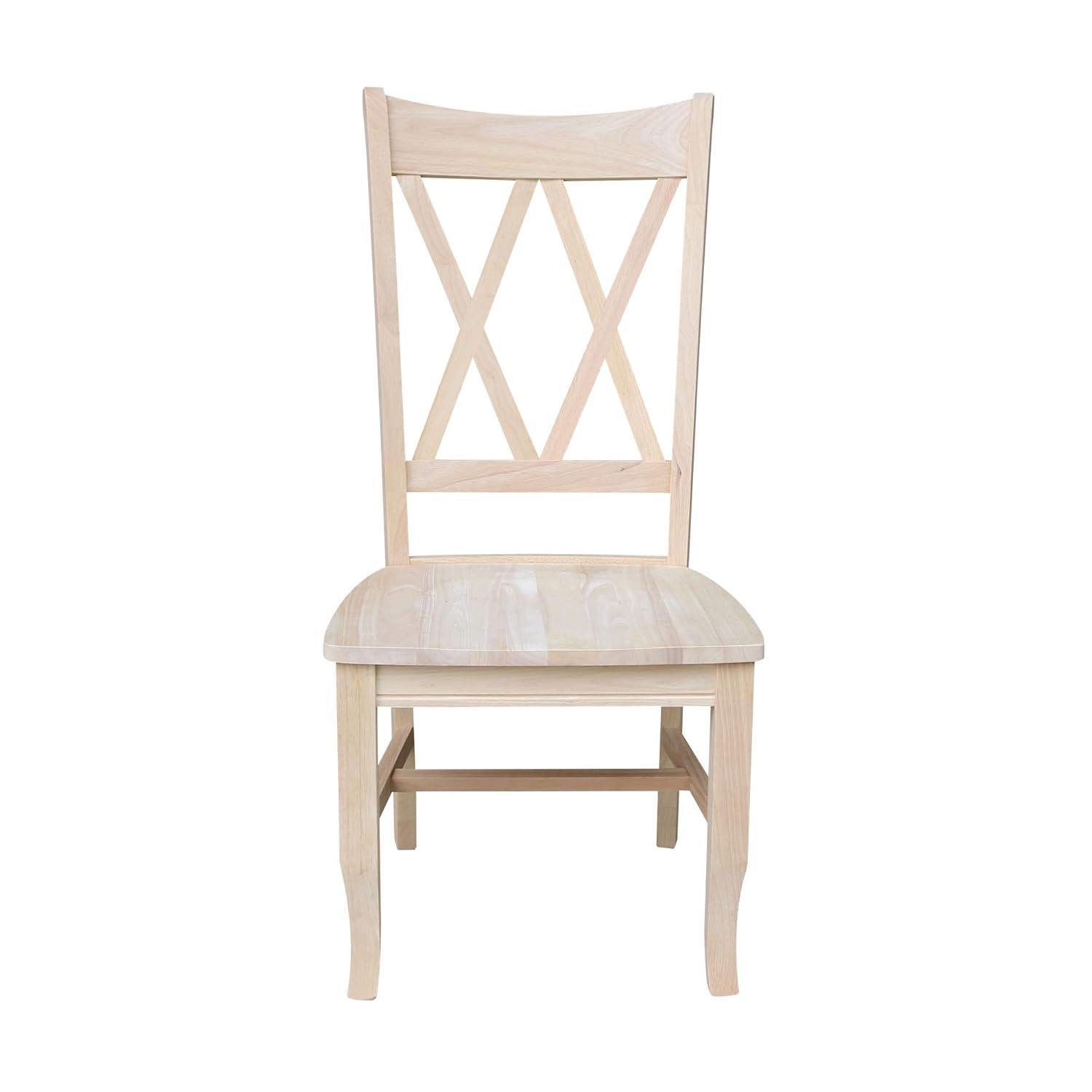 Set Of 2 Double X Back Chair Unfinished - International Concepts: Solid Wood, Armless, Unupholstered