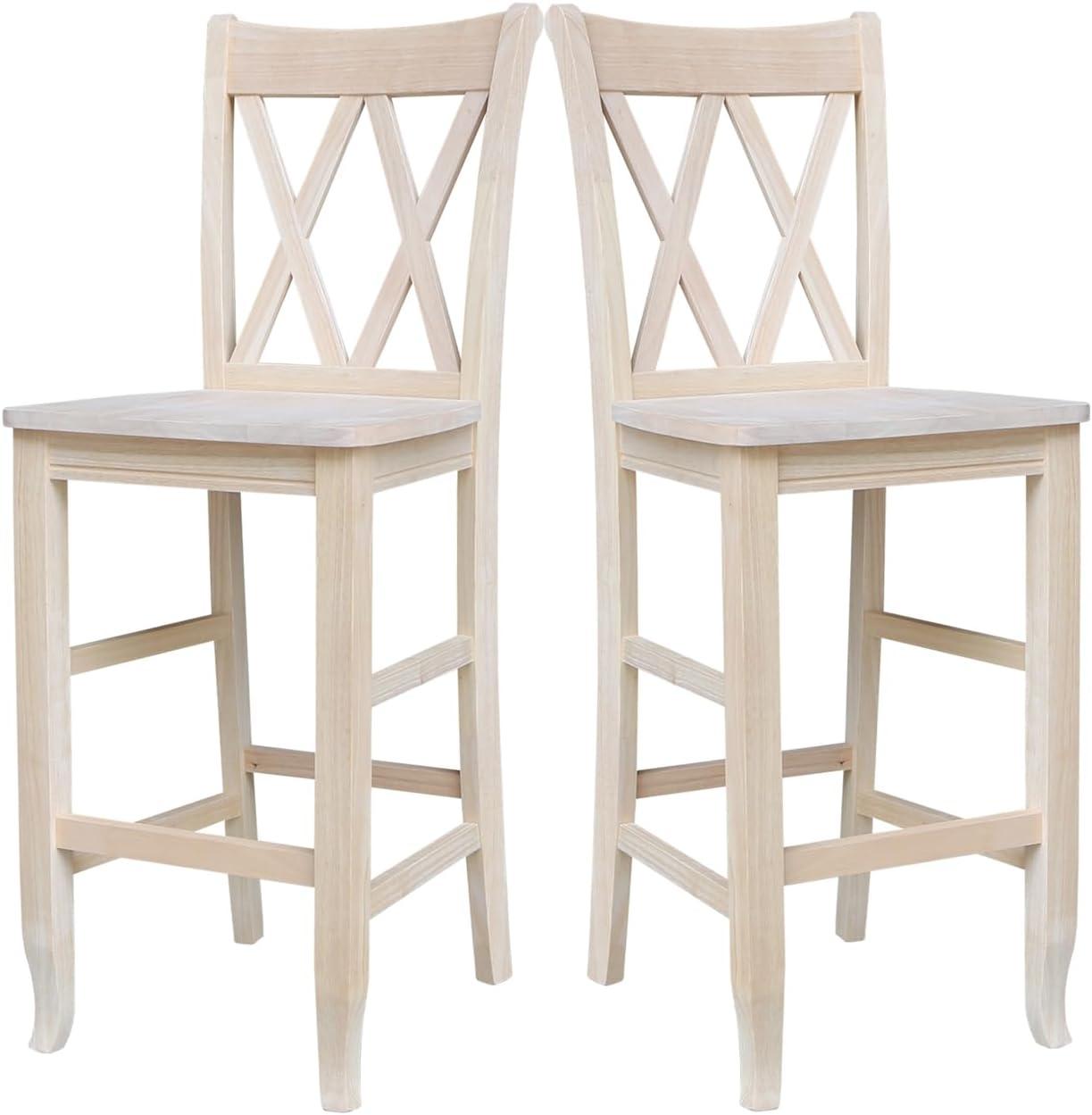 30&#34; Double X-Back Counter Height Barstool Unfinished - International Concepts