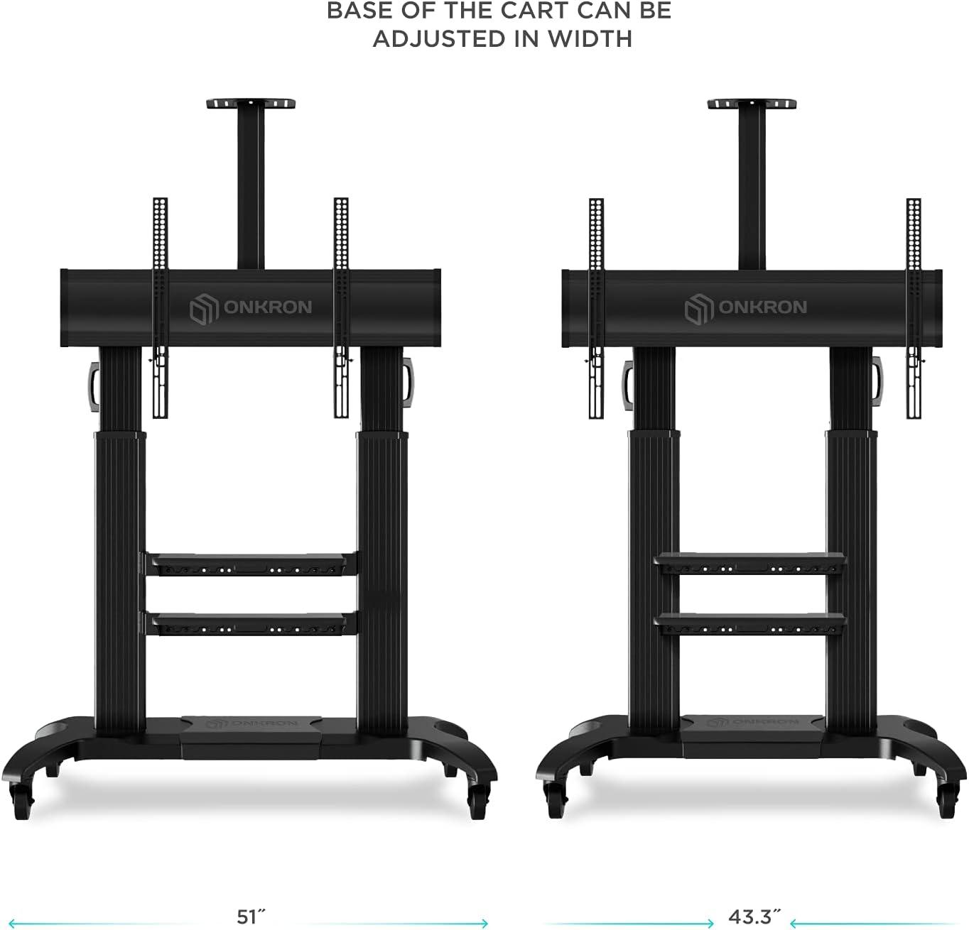 ONKRON Mobile TV Stand for 60-100 Inch Flat/Curved TV up to 301 lbs, Heavy Duty TV Stand Height Adjustable