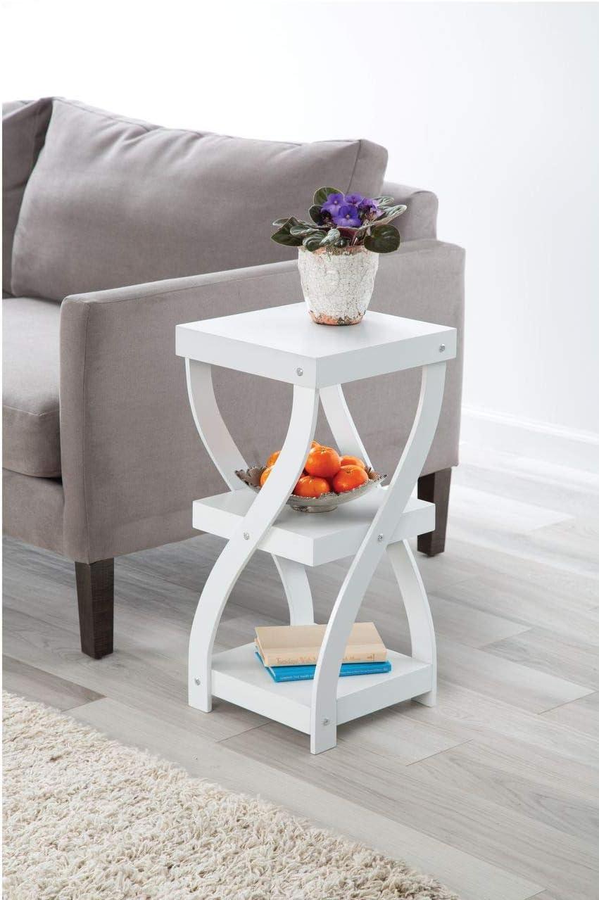 Versatile 3 Tier Wooden White Twisted Design Accent Table