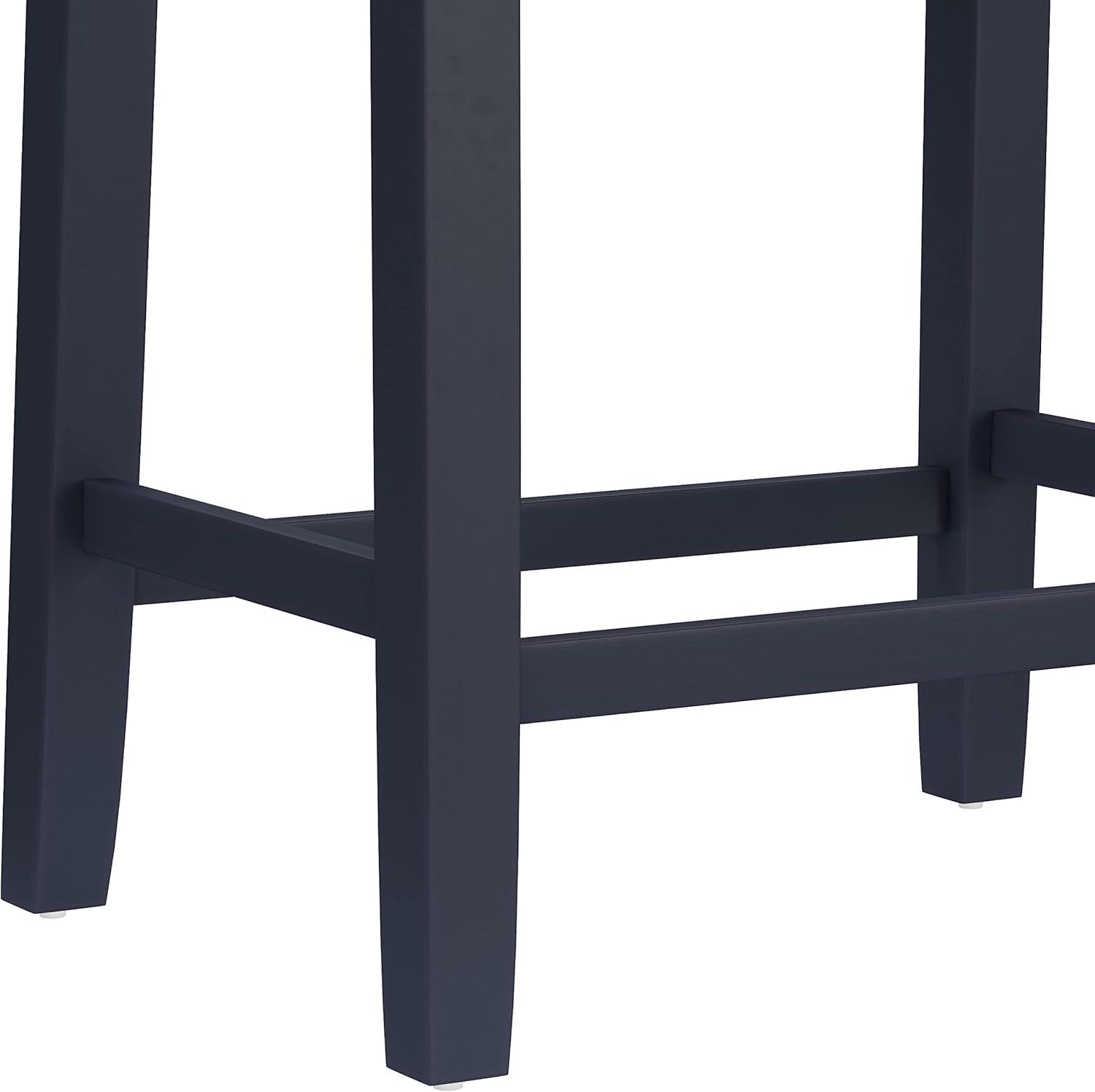 Navy Wood Backless Saddle Style Counter Stool