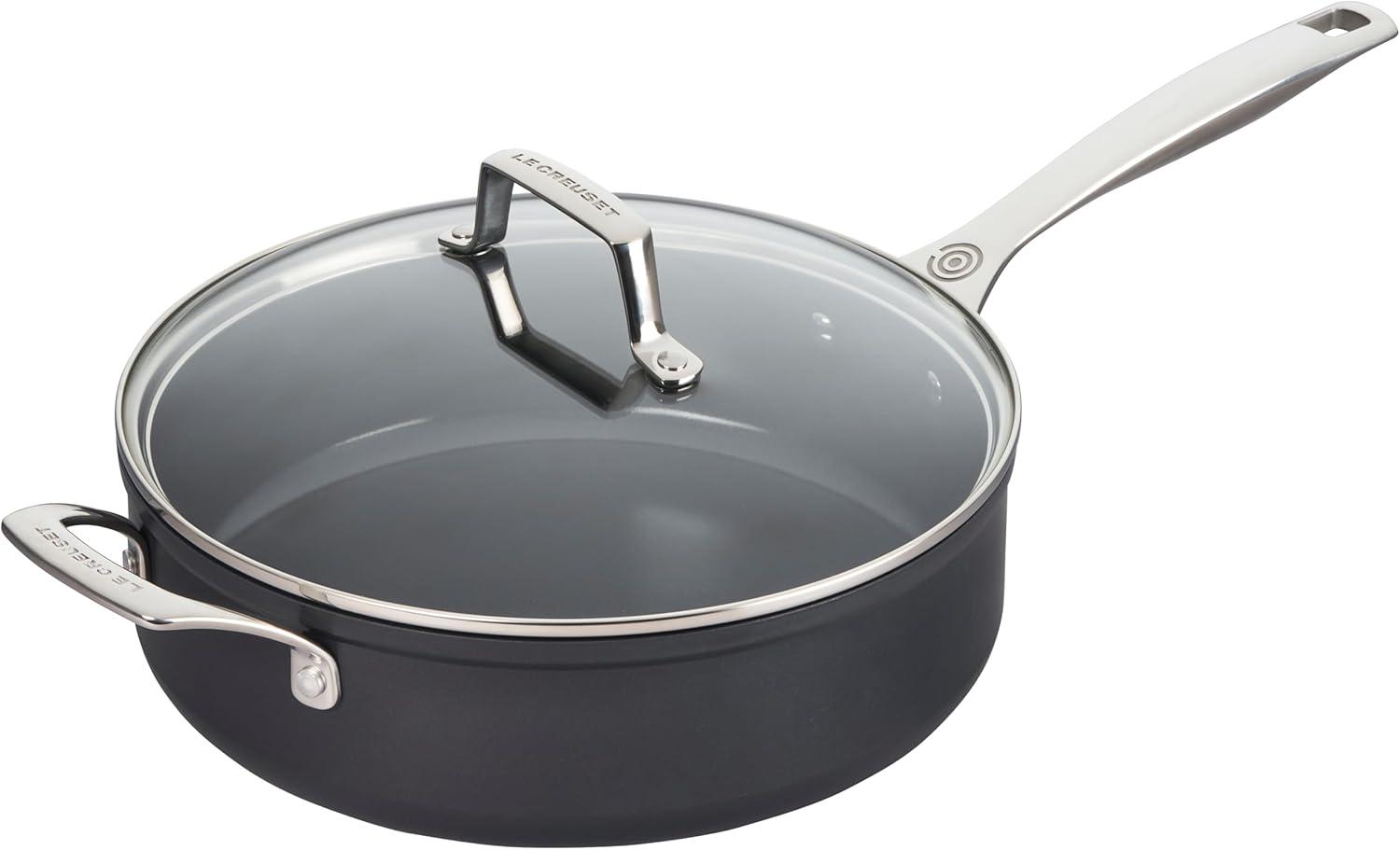 Le Creuset 4 ¼ qt. Non-stick Black Aluminum Sauté Pan with Glass Lid