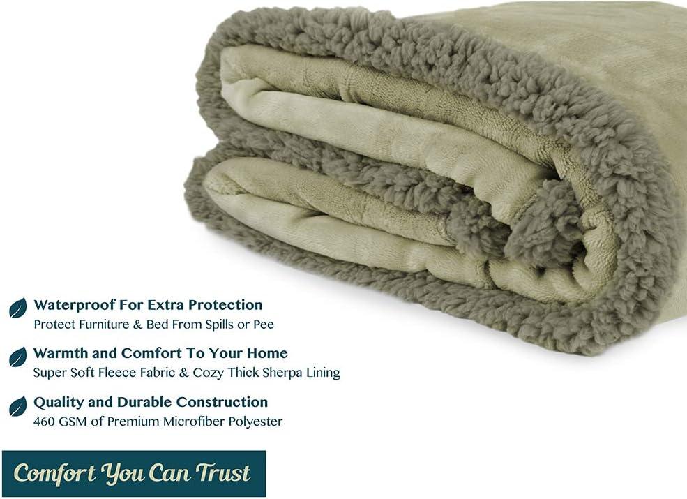 PAVILIA Waterproof Blanket Throw for Bed Sofa Couch, Leakproof Faux Shearling Fleece Protector, Plush Soft Warm Fuzzy