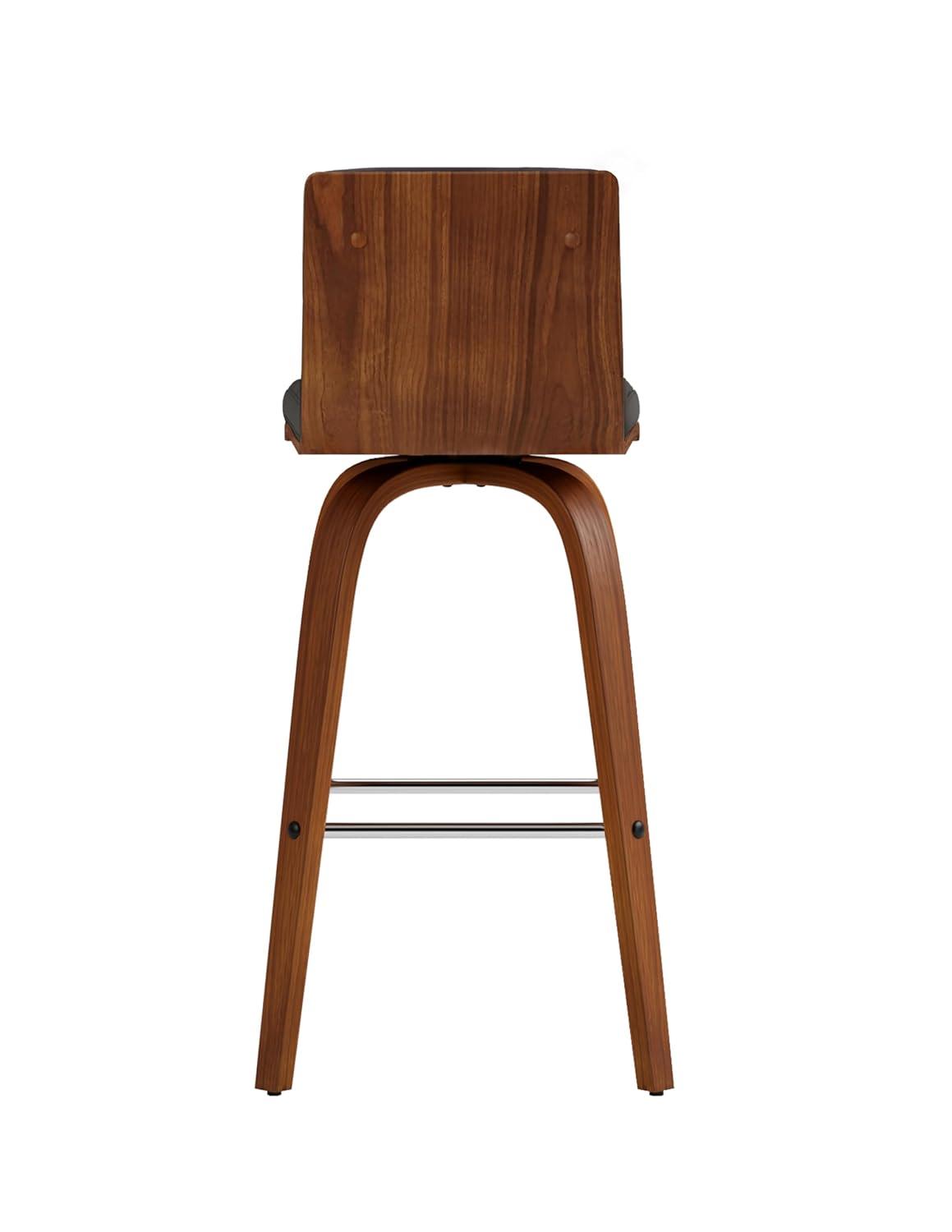 Vienna 26" Swivel Counter Stool in Walnut Wood Finish with Gray Faux Leather