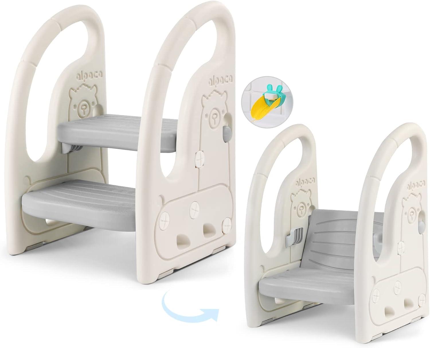 Adaptable Kids Leaning Chair & Step Stool Grey