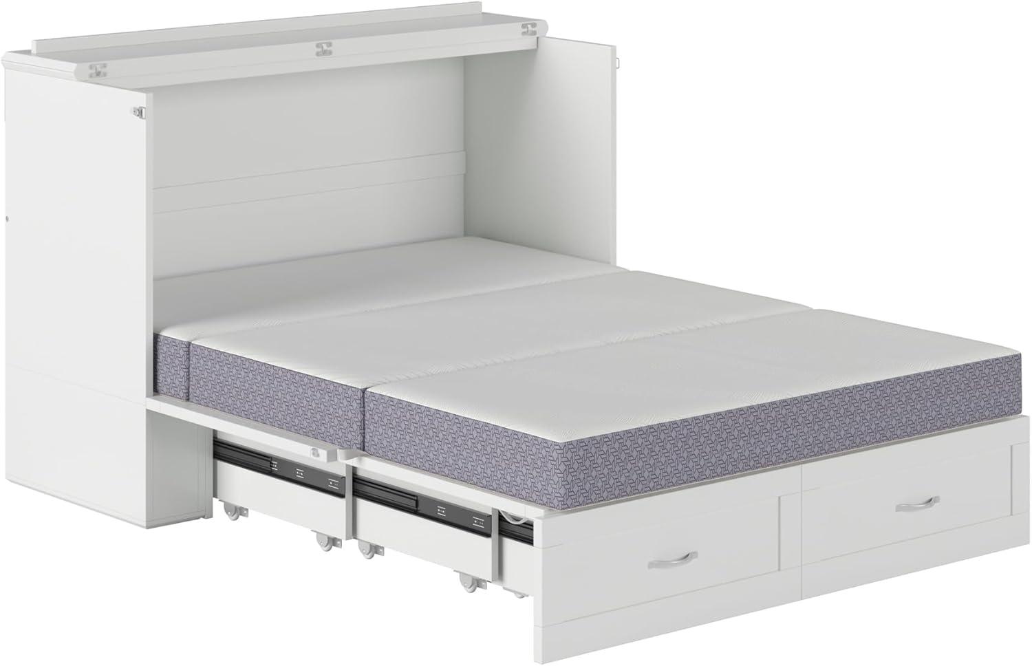 AFI Hamilton Full Solid Wood Murphy Bed Chest with Built-In Charger in White