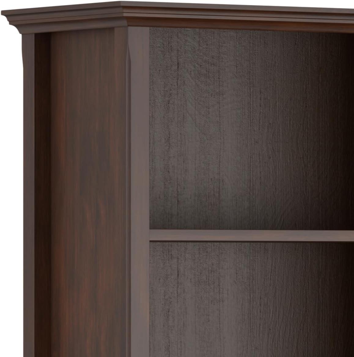 Amherst Adjustable 5-Shelf Solid Wood Bookcase in Russet Brown